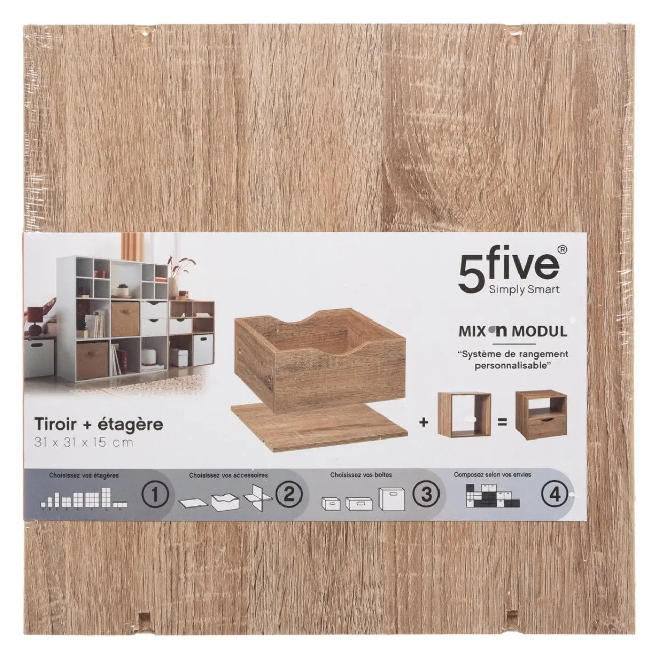 Tiroir et étagère 31cm "Mix N' Modul" effet chêne naturel