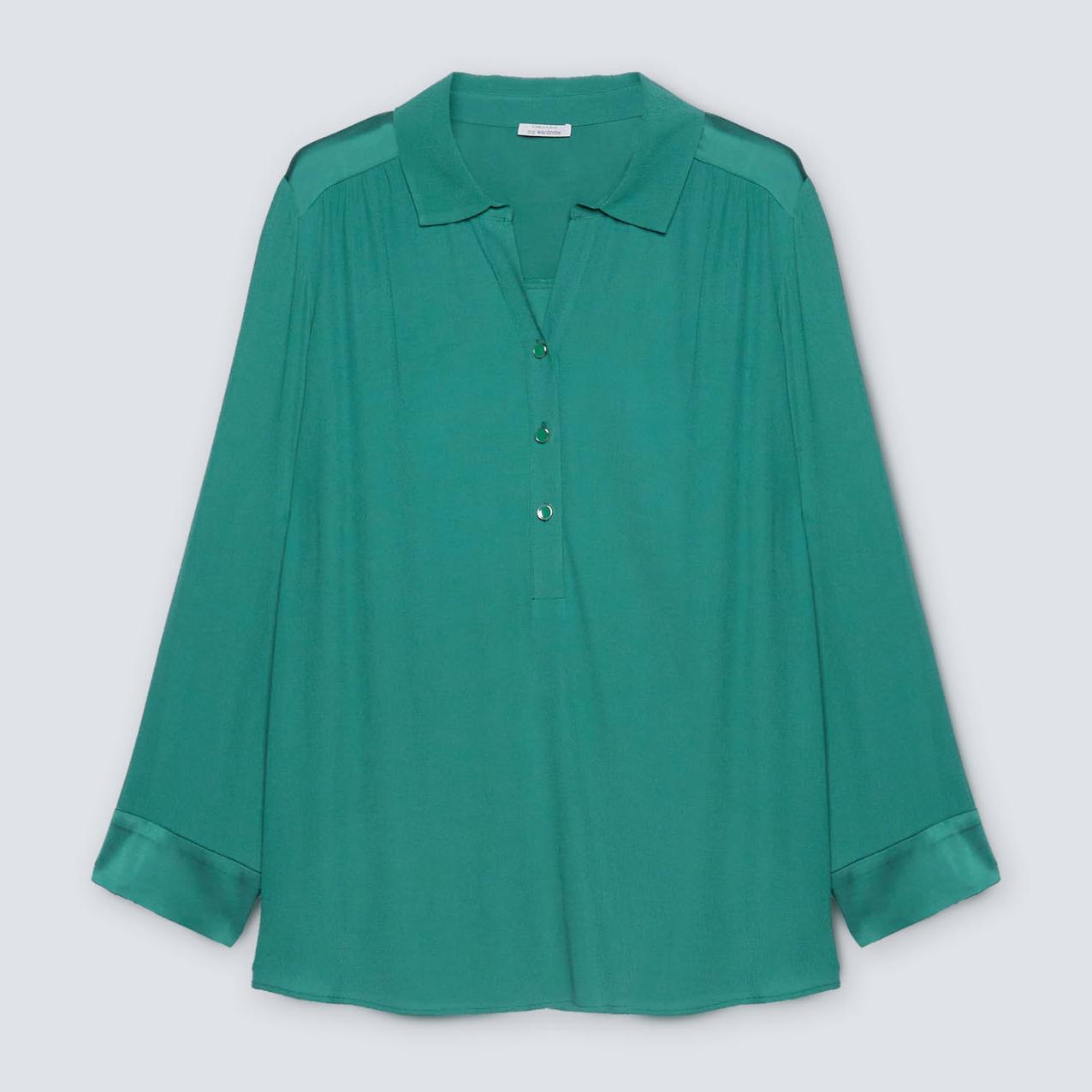 Fiorella Rubino - Blusa in viscosa ECOVERO™ con bottoni - Verde