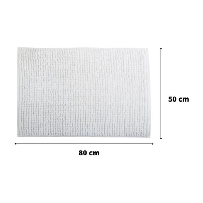 Lot de 2 tapis de bain CHENILLE 50x80 Blanc MSV