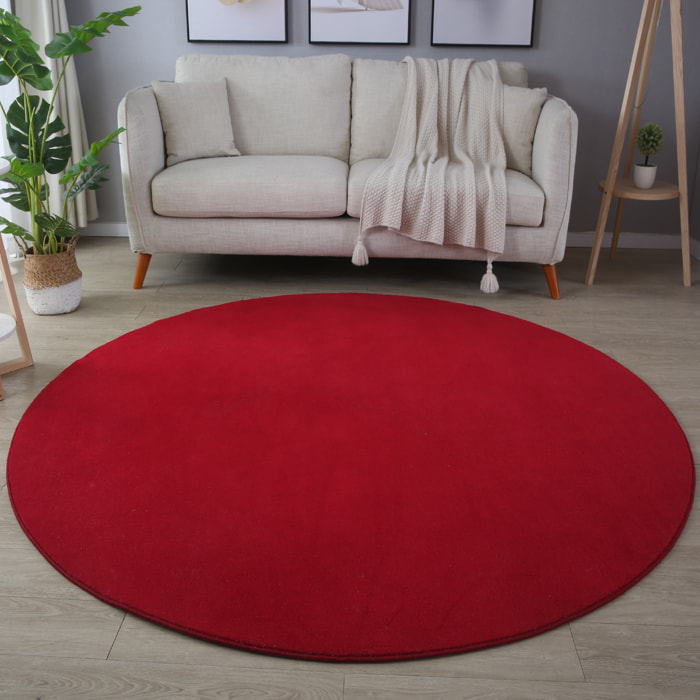 MOSCOU - Tapis rond uni Rouge
