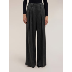 Motivi - Pantaloni palazzo gessati The Tailoring Lab - Grigio