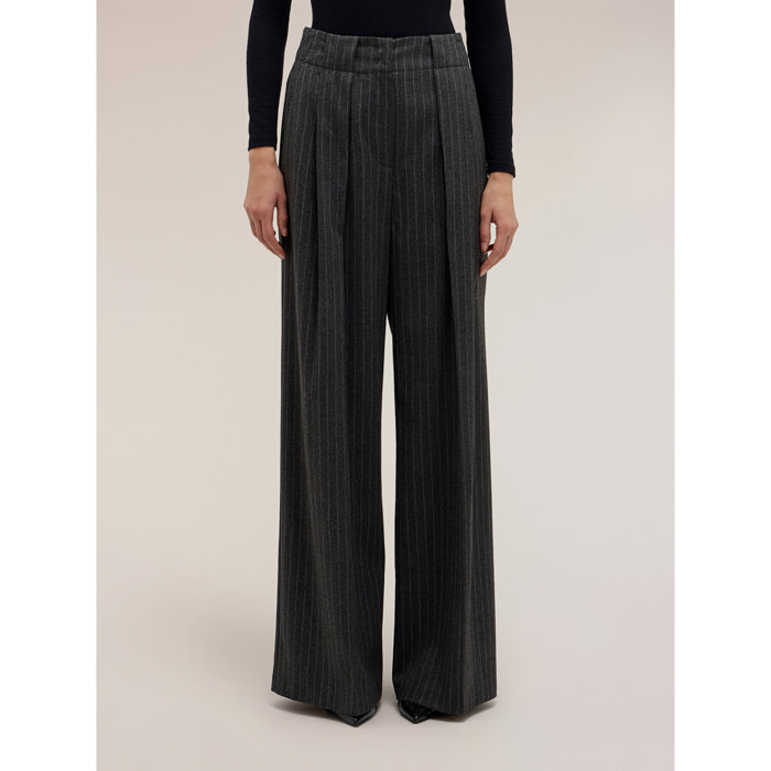 Motivi - Pantaloni palazzo gessati The Tailoring Lab - Grigio