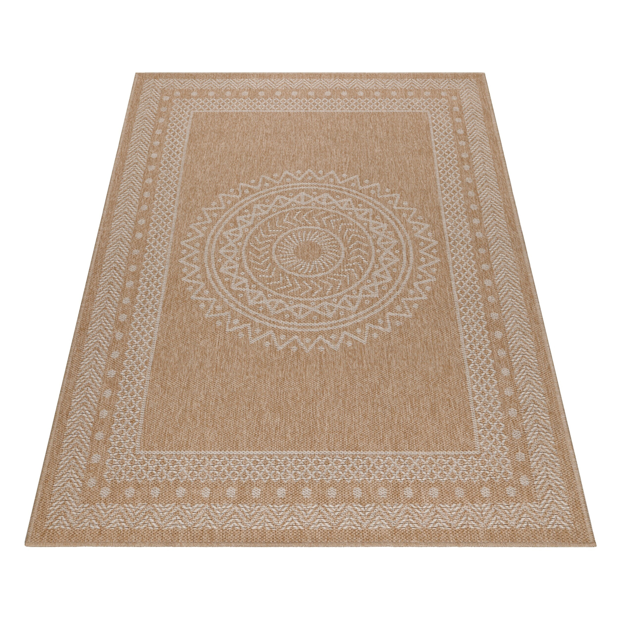 DHAKA - Tapis intérieur/extérieur aspect jute motif mandala beige