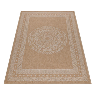 DHAKA - Tapis intérieur/extérieur aspect jute motif mandala beige