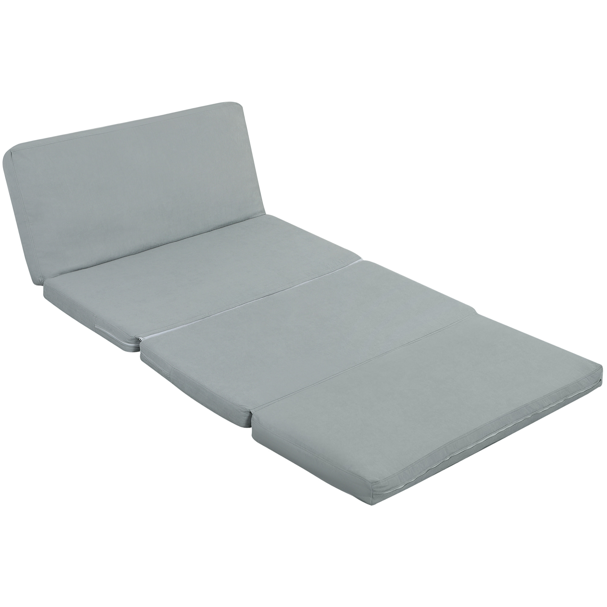 Fauteuil paresseux chauffeuse 4 parties dim. 137,5 x 85,5 x 74 cm tissu toucher lin gris clair
