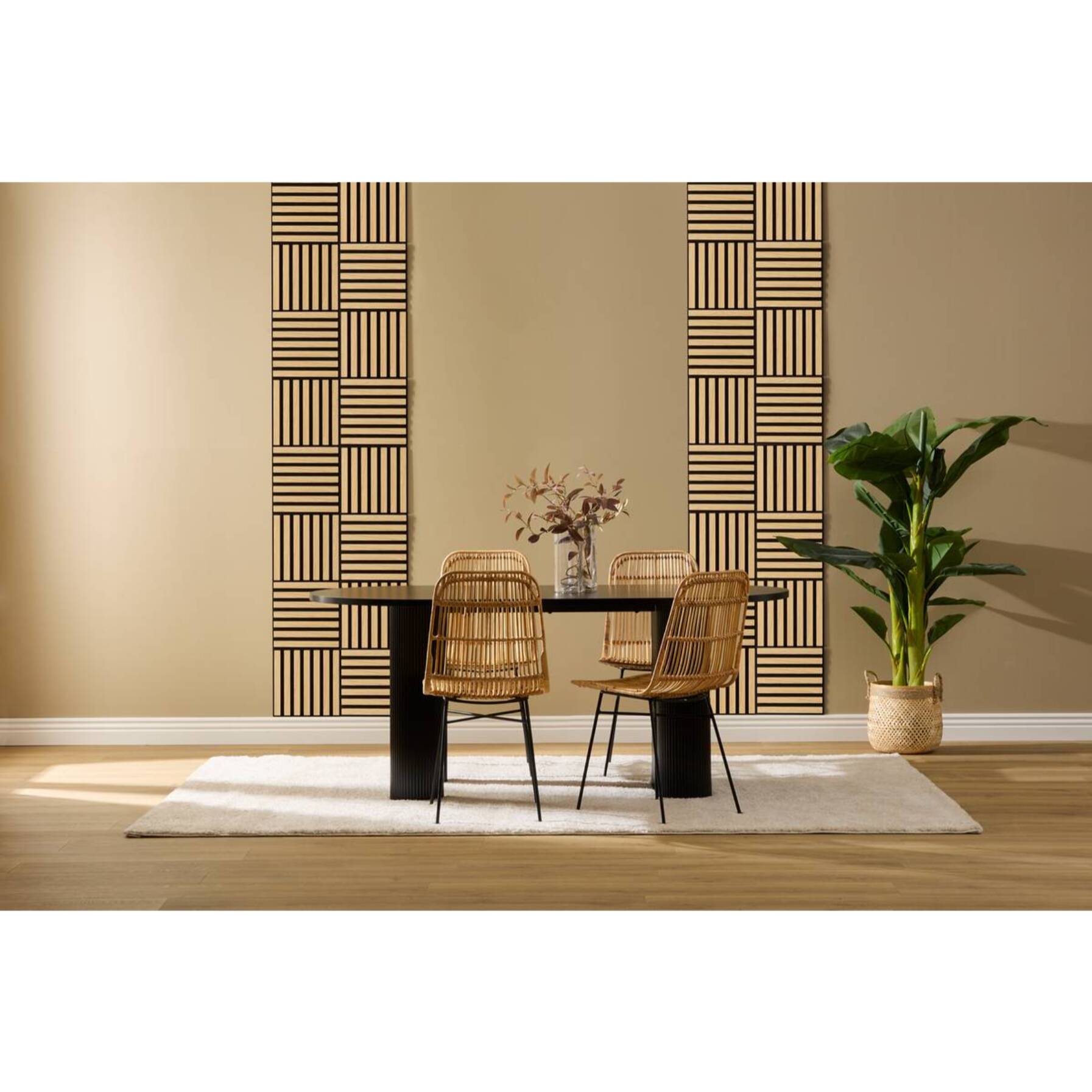 Lot de 3 panneaux décoratifs Colva beige fond noir 30x30cm