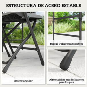 Conjunto de Mesa y Sillas Jardín de 5 Piezas, Muebles de Jardín Exterior con Mesa Plegable Ajustable de 55 a 74 cm, 4 Sillas Plegables y Encimera de HDPE, para Terraza Patio, Gris Oscuro