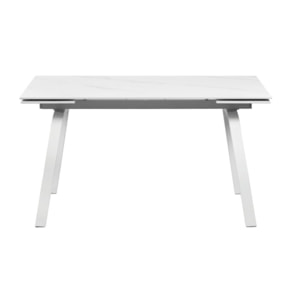 Table de repas en céramique extensible 140cm décor marbre blanc - FREE