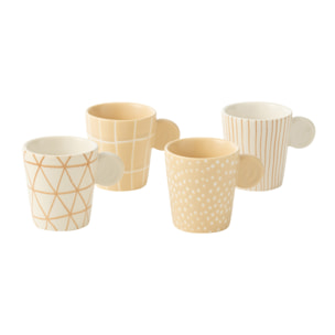 J-Line tasse - céramique - crème/blanc - boîte de 4