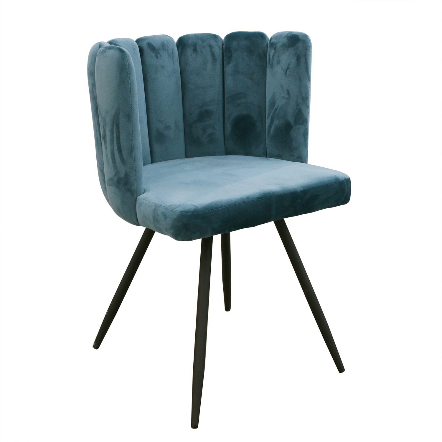 Chaise Ariel Velours Bleu Canard - Lot De 2