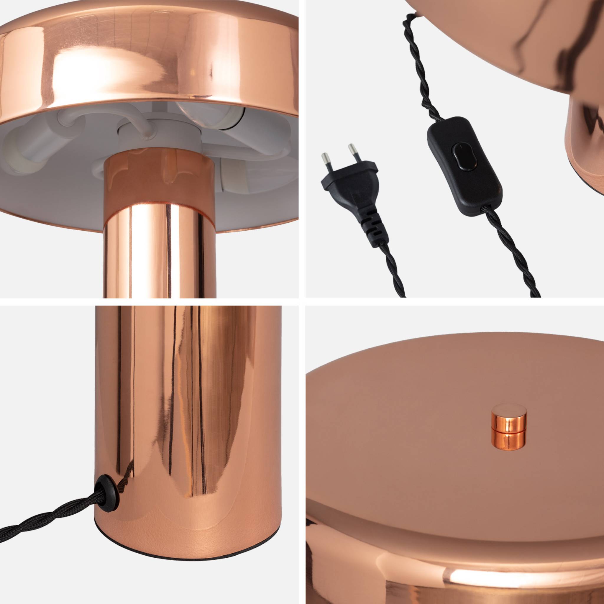 Lampe à poser métal Rudy or rose Ø 30cm