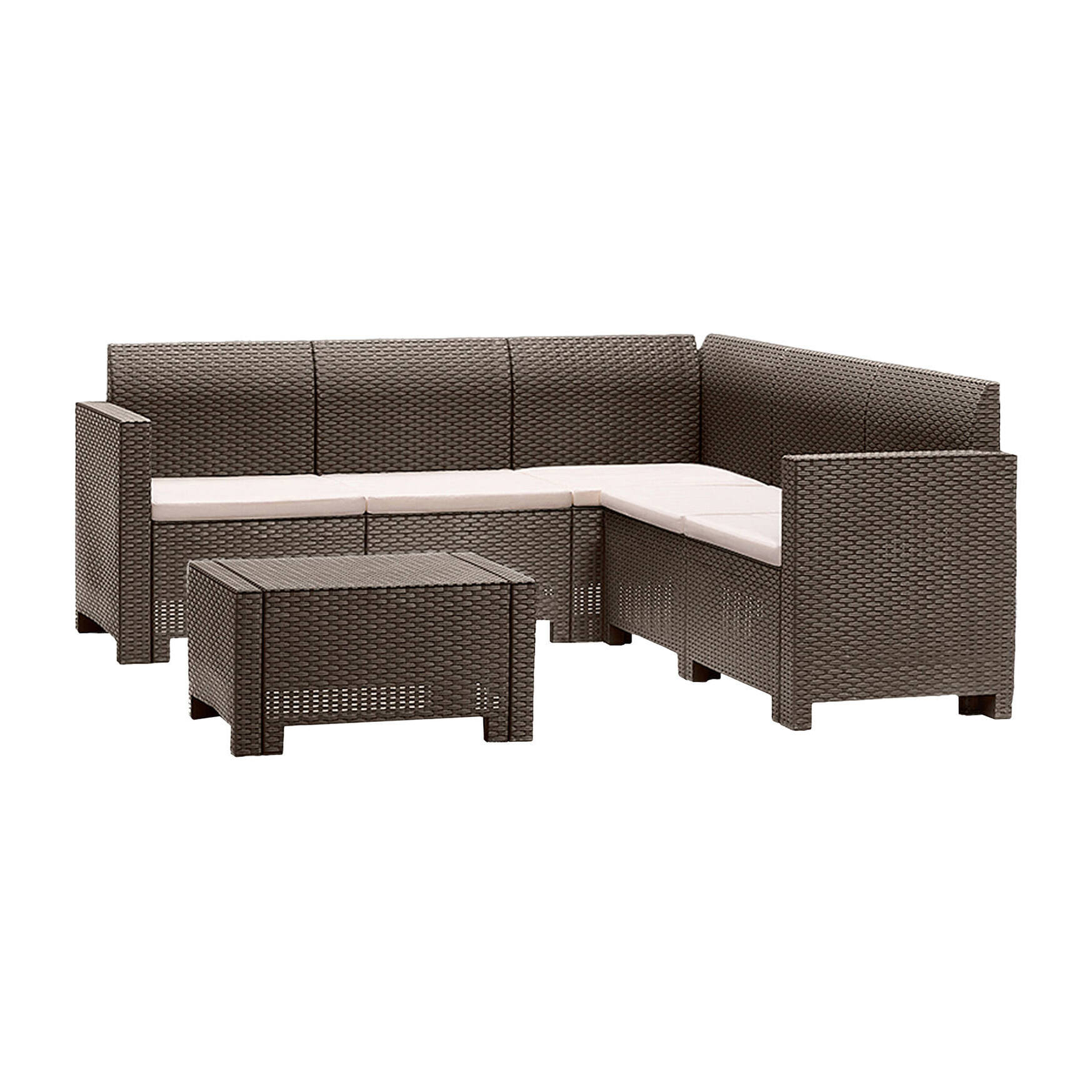 Set salotto da esterno Somnus, Salottino outdoor, Set da balcone o giardino, Composizione soggiorno per esterni, Made in Italy, Tortora