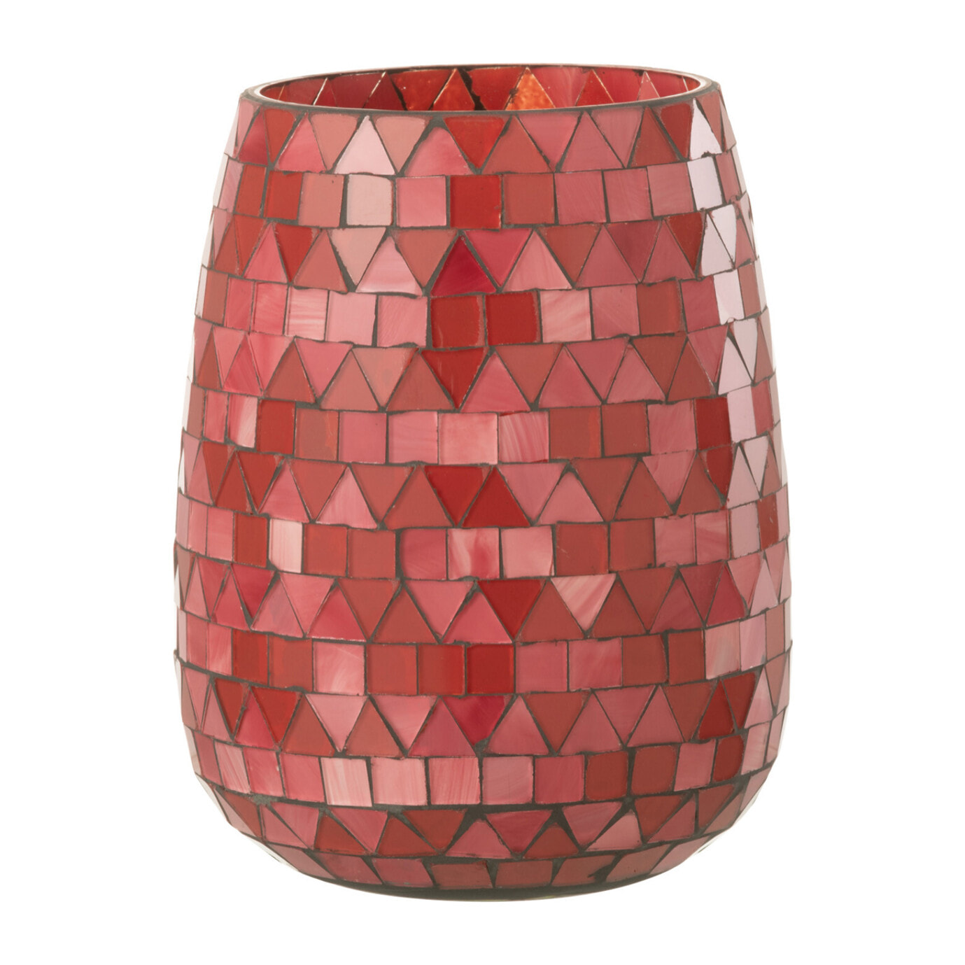 J-Line Photophore Mosaic Triangle Verre Rouge/Rose Medium