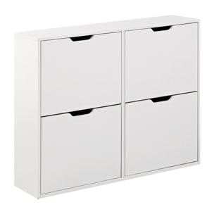 Scarpiera orizzontale 4 ante bianca in legno melaminico - Sky