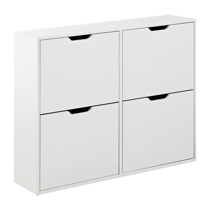 Scarpiera orizzontale 4 ante bianca in legno melaminico - Sky