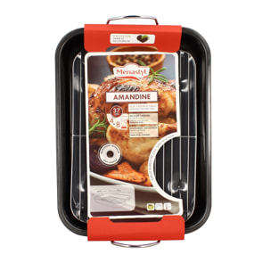 Plat rôtisserie avec grille en acier carbone 43,5 x 29cm AMANDINE