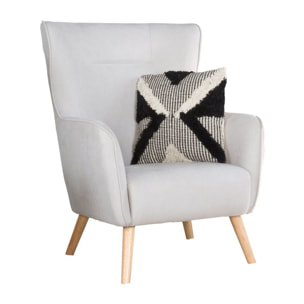 Fauteuil Visby -tissu et bois-couleur beige 88 x 100 x 78 cm