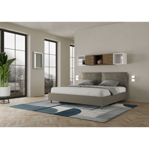 Lit king size sans sommier rembourré 200x200 similicuir cappuccino Antea Large