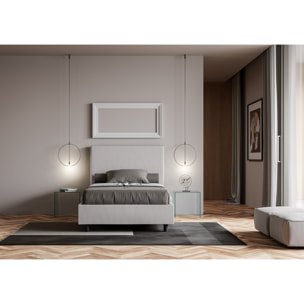 Letto una piazza e mezza con rete imbottito 120x190 similpelle bianco Focus