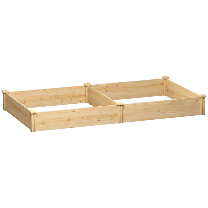 Carré potager de jardin en bois 2 compartiments dim. totales 235 x 121 x 26 cm