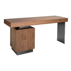 Escritorio oficina madera chapada en nogal 160x60x76cm