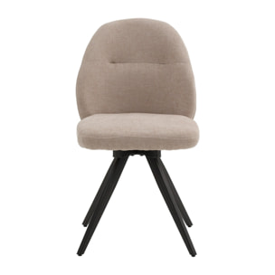 Set di 4 sedie girevoli ZENNENDAL in tessuto beige e gambe in metallo nero