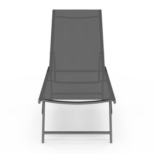 Transats inclinables Malaga 4 positions gris - lot de 2