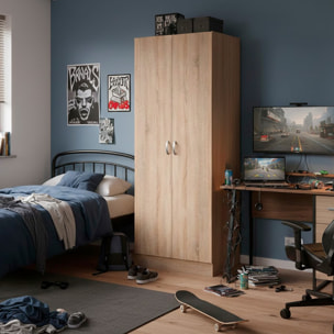 Scarpiera Armadio Salvaspazio Con 2 Ante E 5 Ripiani Regolabili Mobile Multiuso Design Moderno Per Ingresso Camera e Living 69.2x34.6x170.4 Cm Rovere