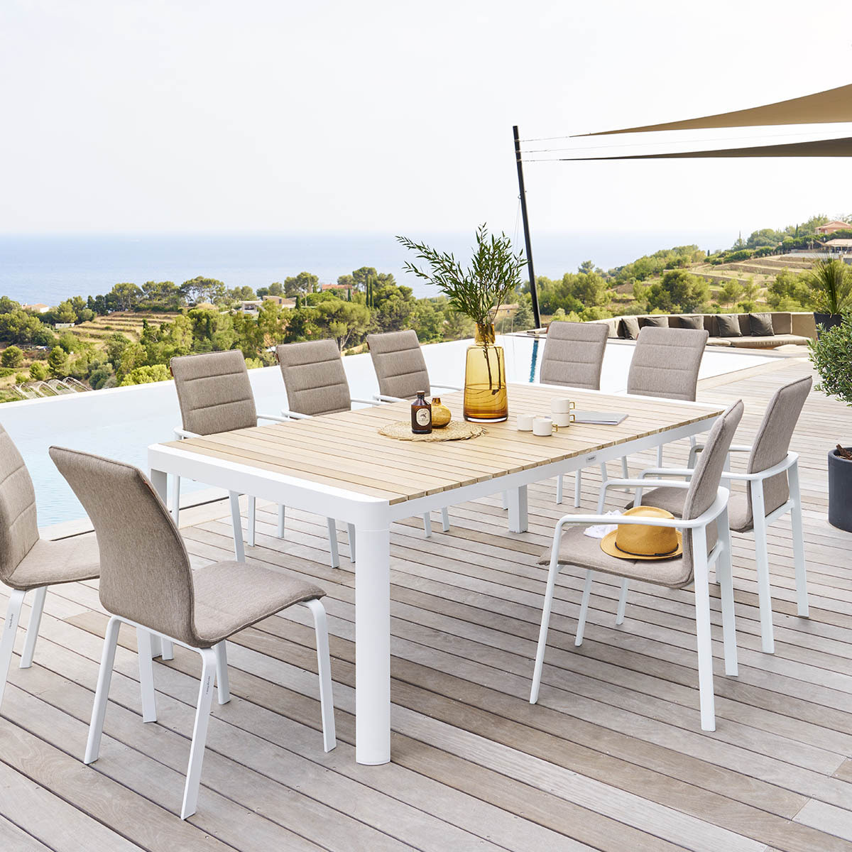 Table de jardin rectangulaire "Paradize" acacia en aluminium