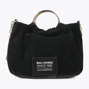 Borsa Plissettata Effetto Pelle con Etichetta 'bags lovers'