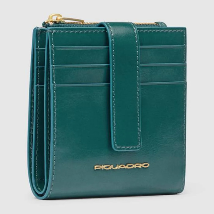 Piquadro Portacarte di credito in pelle con portamonete, schermato con protezione RFID