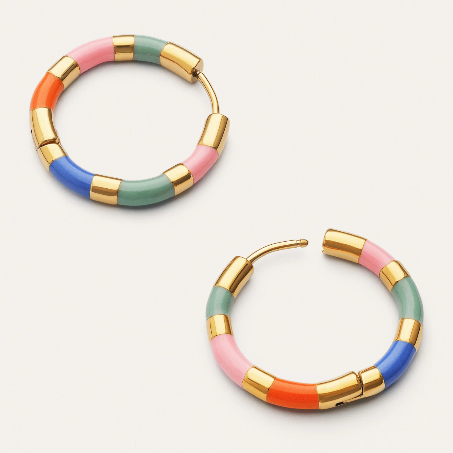 Pendientes Aro Carmen Carla Enamel Acero Baño Oro