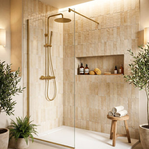 SAT DARK Colonne de douche avec Mitigeur Thermostatique, Or Brossé (SATDASSTKBZ)