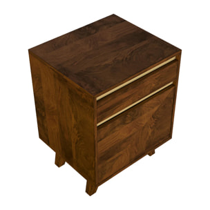 Table de chevet en bois détails dorés, 1 tiroir et 1 porte - Tripoli