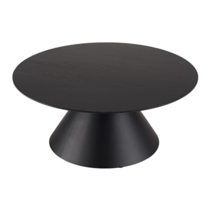 DALY - Table basse ronde noire 78x78cm pied conique métal