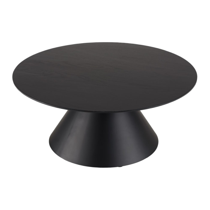 DALY - Table basse ronde noire 78x78cm pied conique métal