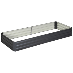 Carré potager de jardin dim. 241L x 90l x 30H cm tôle d'acier ondulée gris foncé