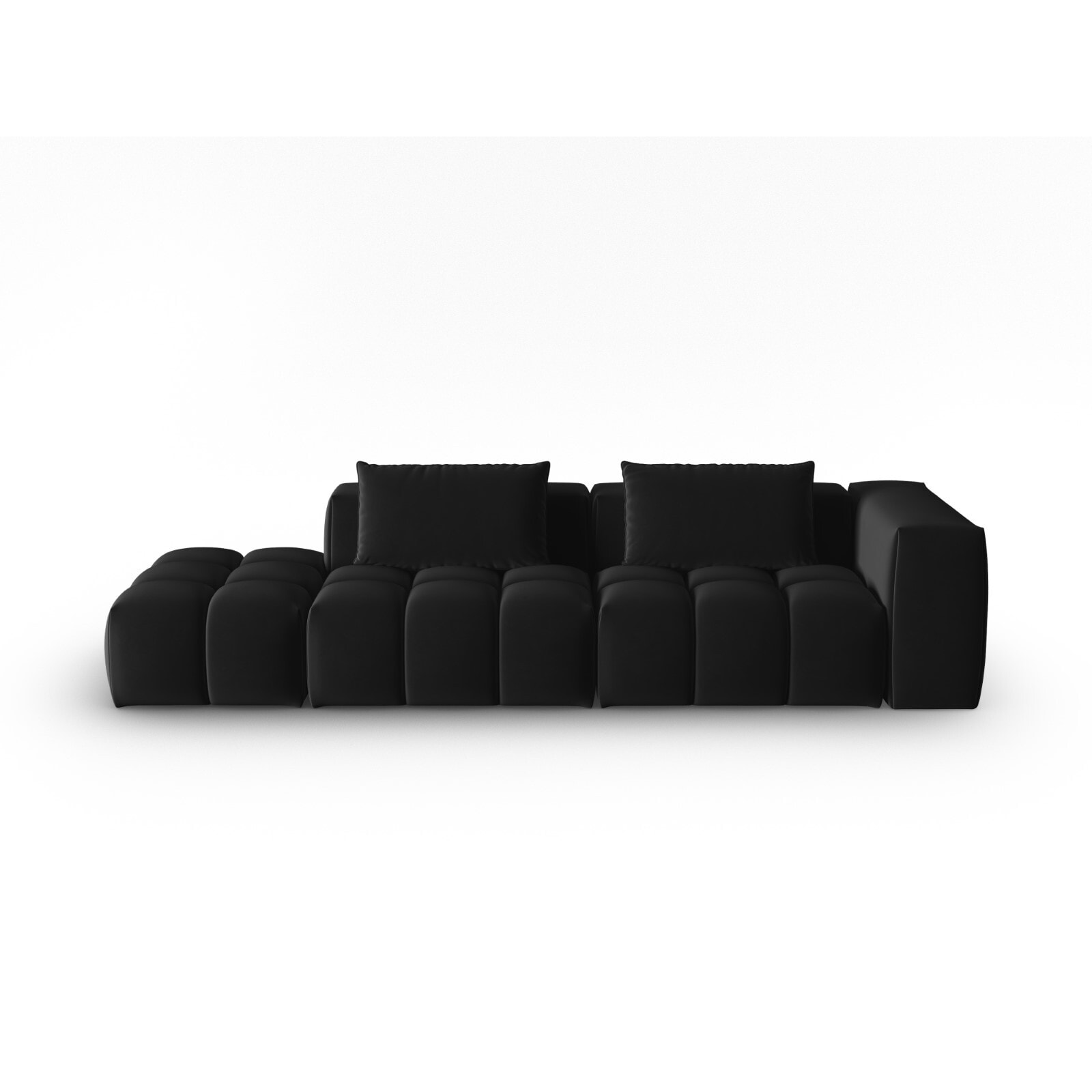 Canapé modulable gauche "Lorella" 3 places en velours noir
