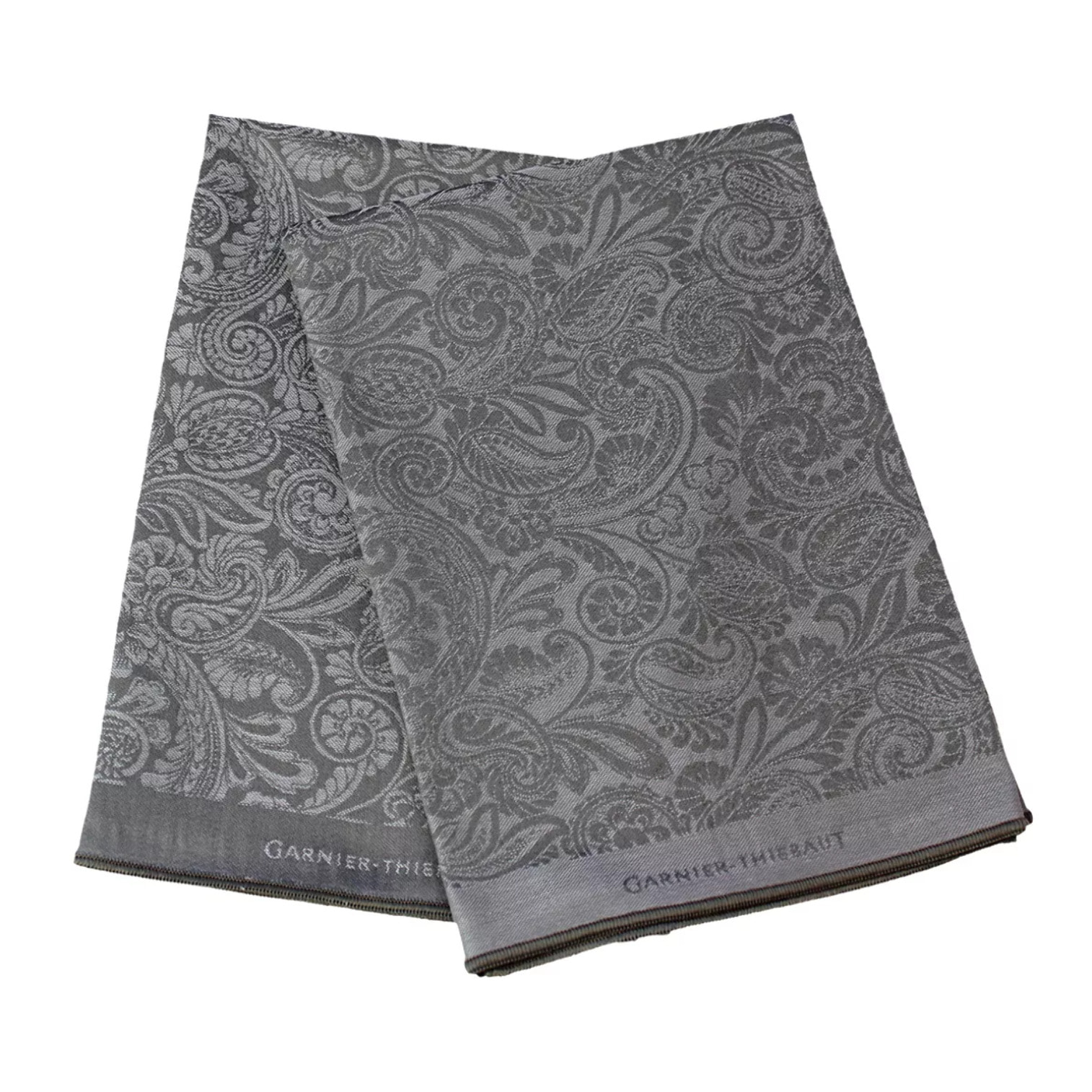 Lot de 2 mouchoirs pur coton motif jacquard gris Cachemire vapeur