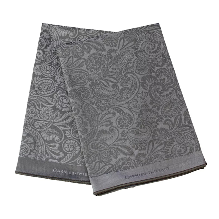 Lot de 2 mouchoirs pur coton motif jacquard gris Cachemire vapeur