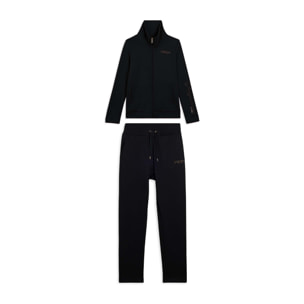 Tuta sportiva collo alto con scritta in strass