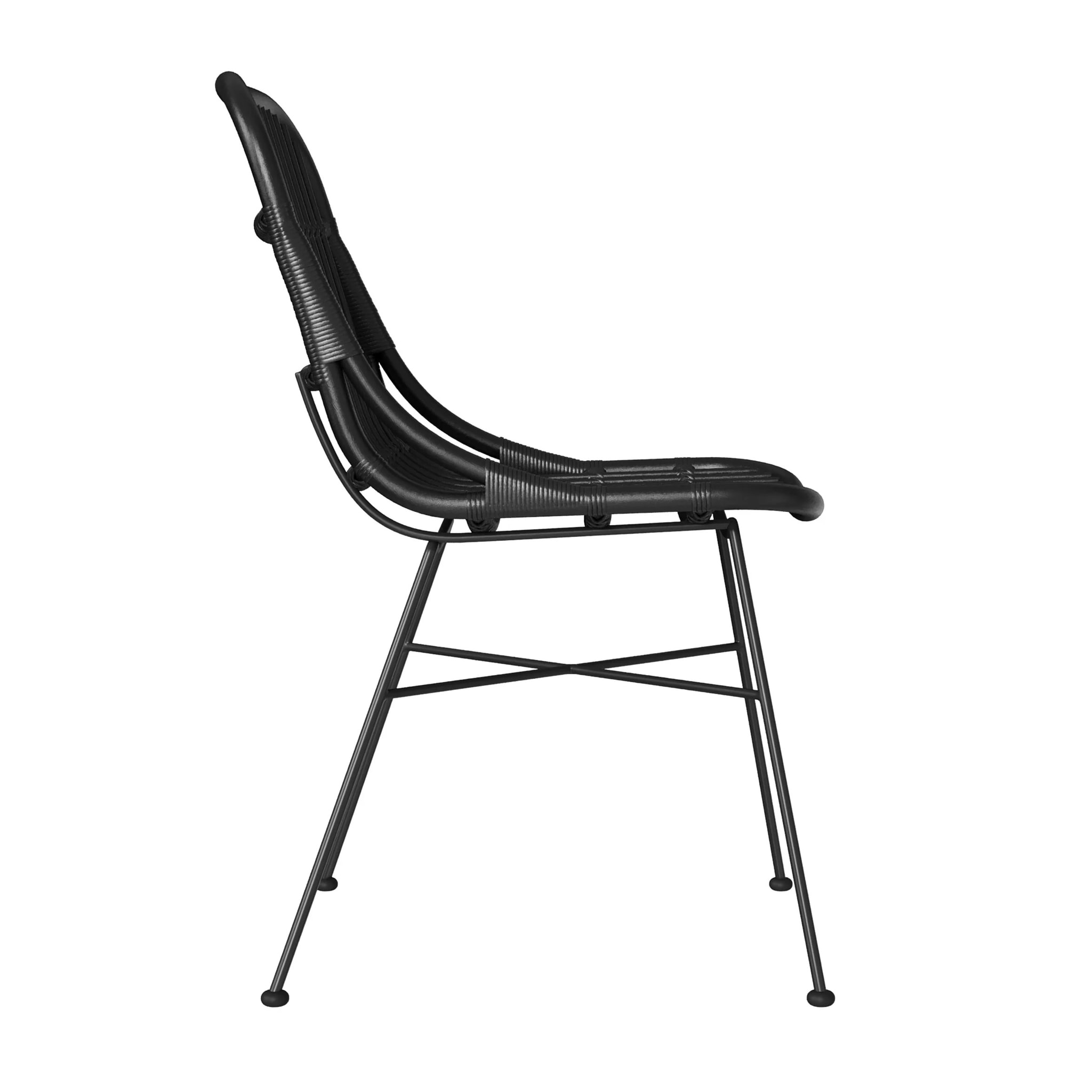 Lot de 2 chaises en rotin et pieds en métal noir - Moon