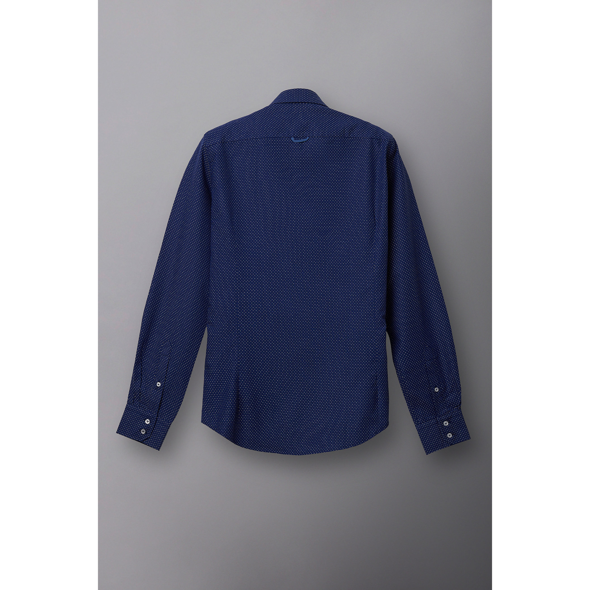 Camicia Uomo 2 Bottoni Button Down Slim Jacquard Fantasia Blu\Bianco