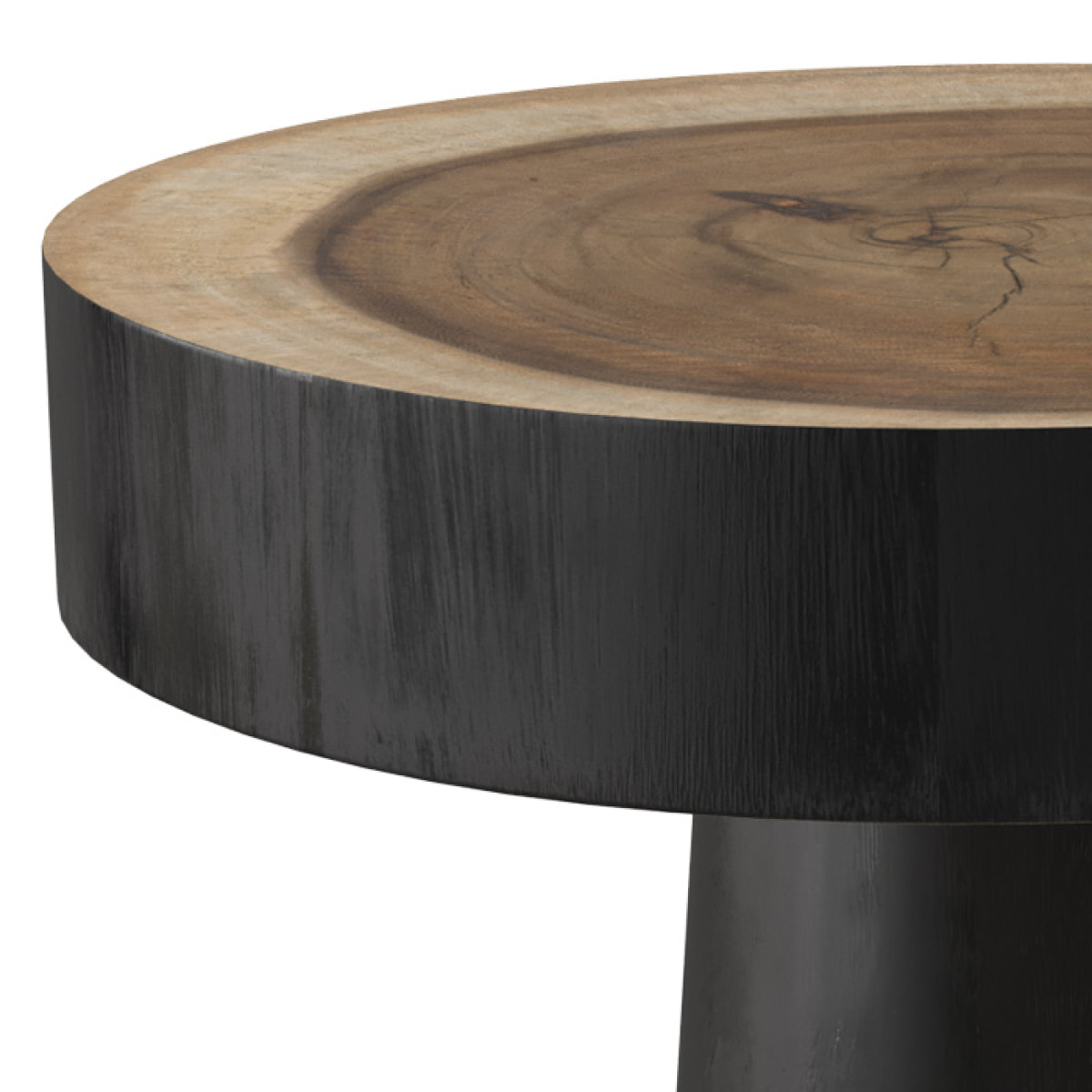Table d'appoint ronde noire en bois de suar D35 cm - Janah
