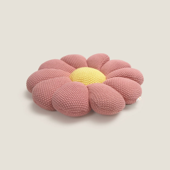 Cojín relleno en forma de flor Loliti color rosa Algodón orgánico