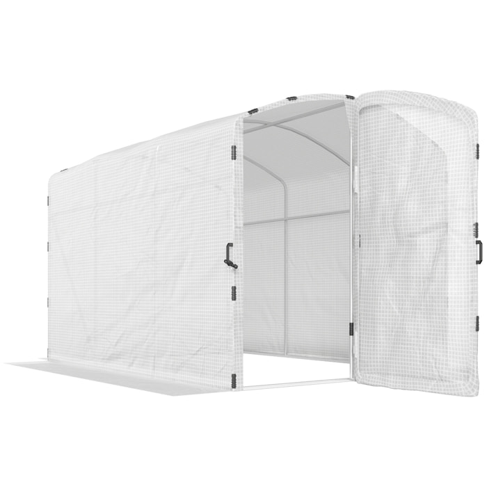 Serre tunnel de jardin 6 m² porte bâche PE haute densité 220g/m² blanc
