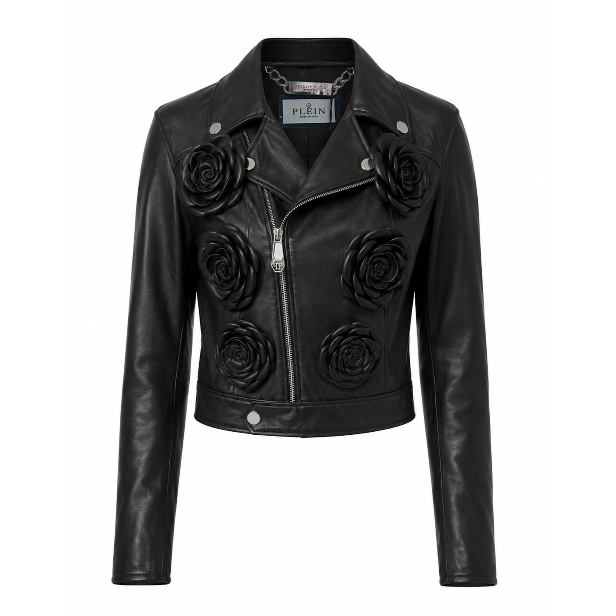 PHILIPP PLEIN Chaqueta biker de cuero FLOWER