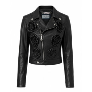 PHILIPP PLEIN Chaqueta biker de cuero FLOWER