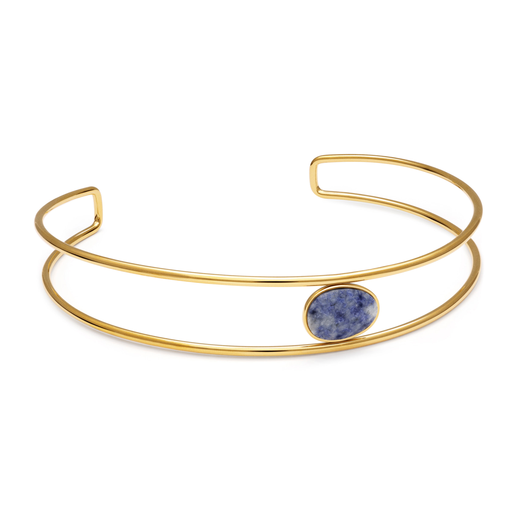 Collana Cianita Acciao Placcato Oro