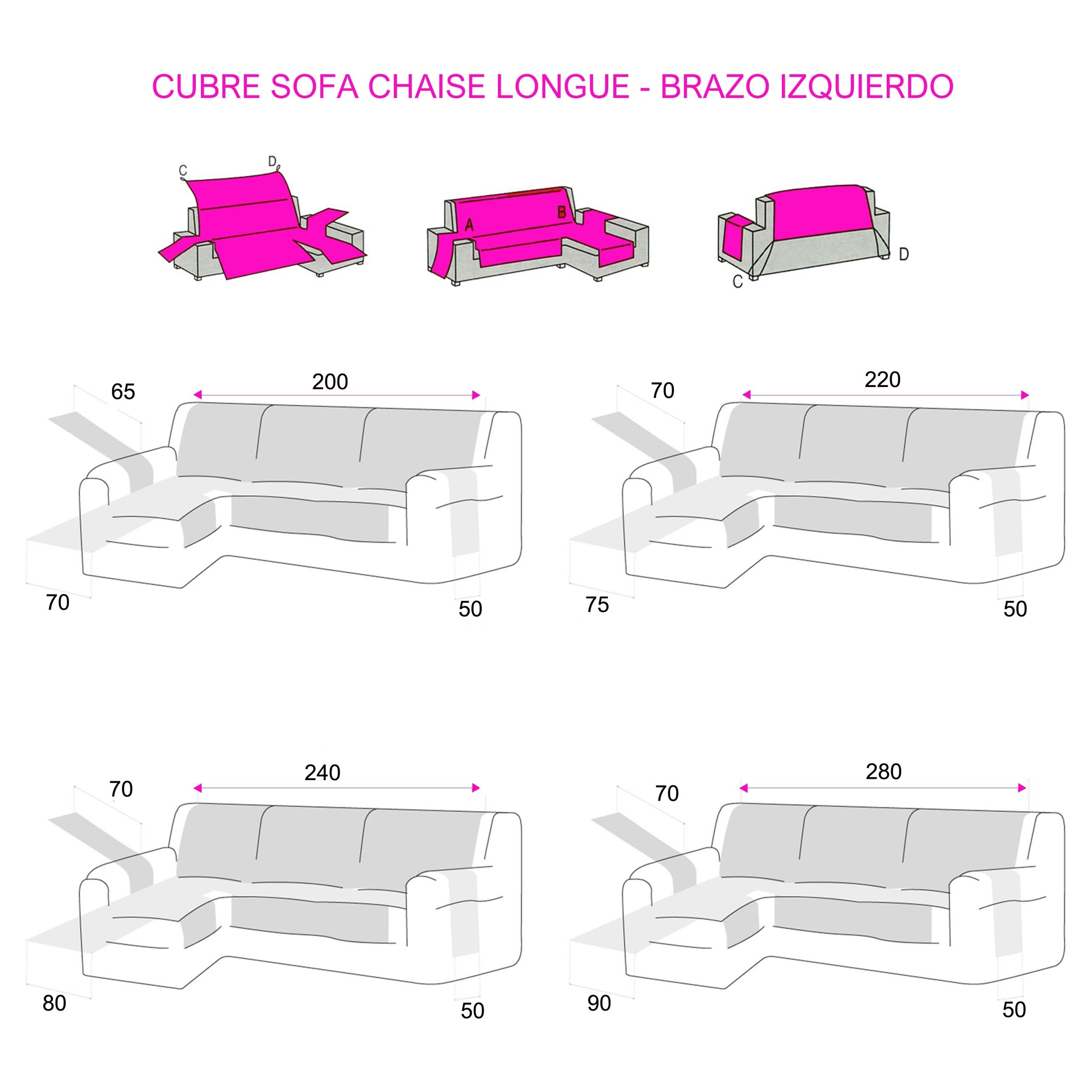 Cubre Sofá Acolchado para Chaise Longue MAU Burdeos brazo izquierdo Nordic-Home